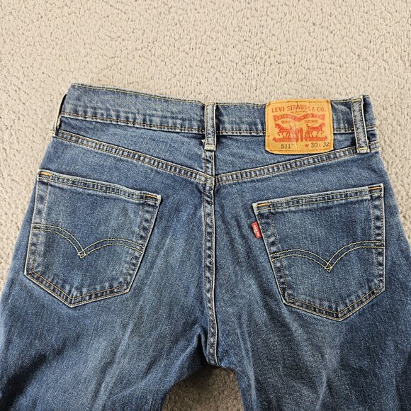 Sold Levis 511 Jeans Mens 30x32 Blue Stretch Denim Slim Fit Straight Leg - Picture 12 of 15